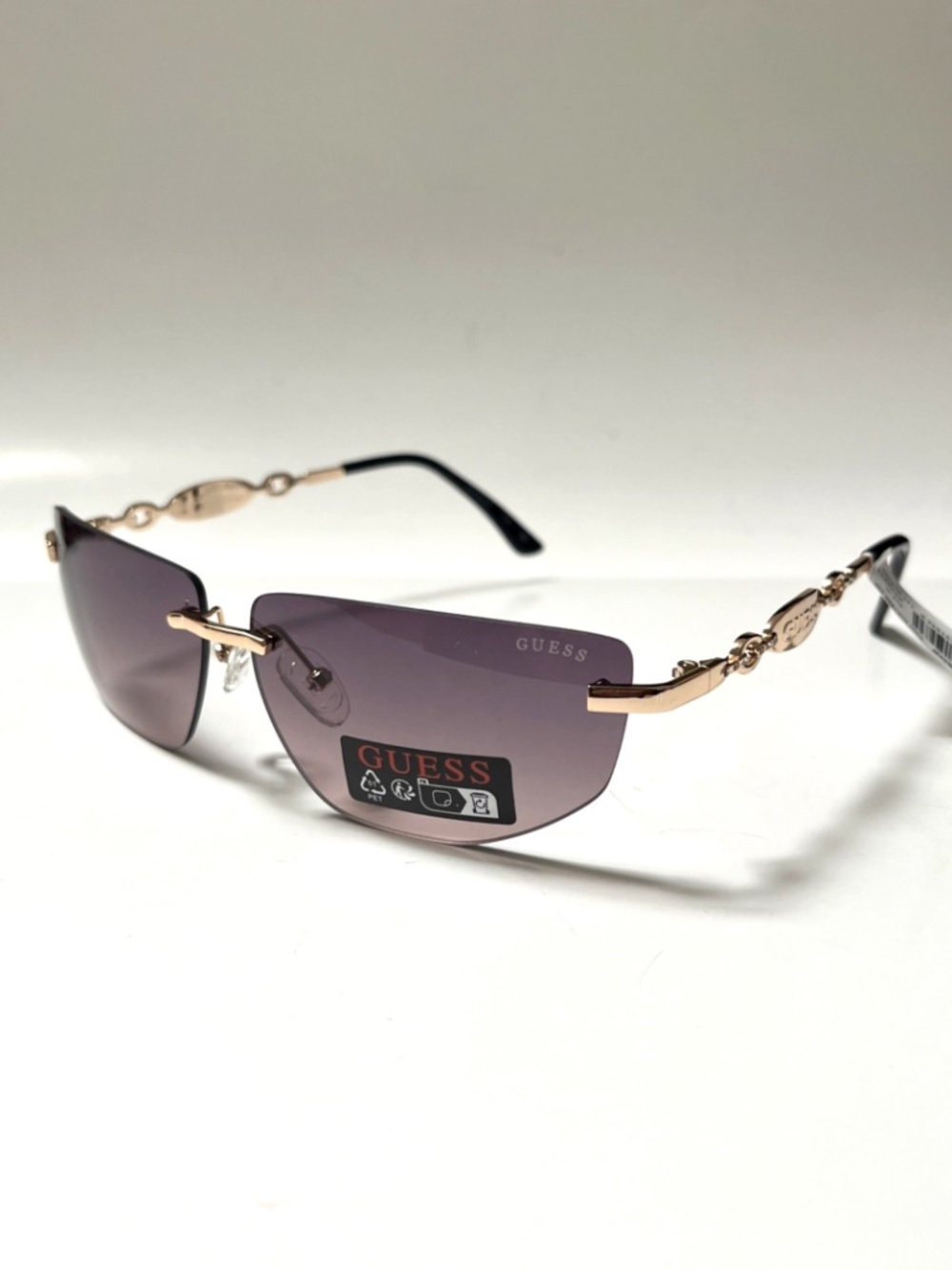 New GUESS Wrap Rimless Slim Sunglasses GO00083 Metal Gold Cat Eye